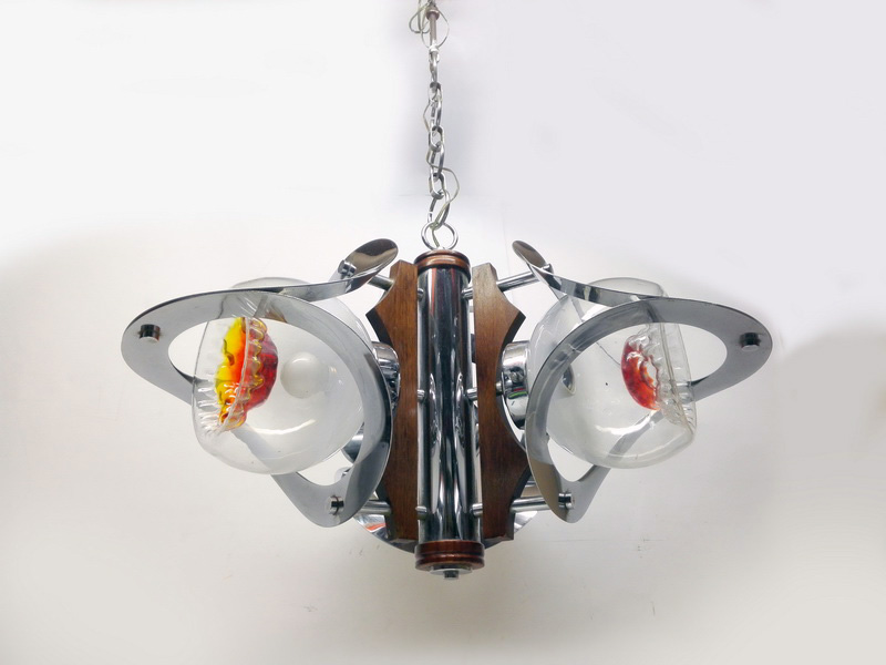 lampara techo 3tulipas inox madera alt 40 o60 1u